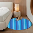 thumbnail image 3 of Blue Stripe Gradient Round Living Room Rugs 4 ft, Vertical Striped Modern Minimalist Art Washable Area Rug with Non-Slip Sturdy Edge Binding Round Carpet for Entryway Kitchen Bedroom Bathroom, 3 of 9