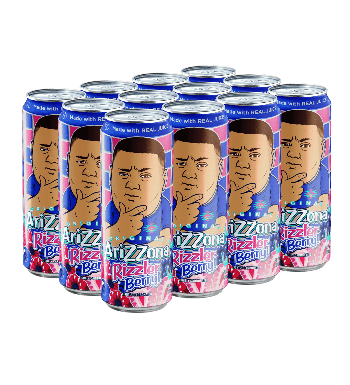 Arizona Rizzler Berry + Arizona Whipped Pineapple Orange Fruit Juice, 22 fl oz Can, 24‑Pack (12 Each)
