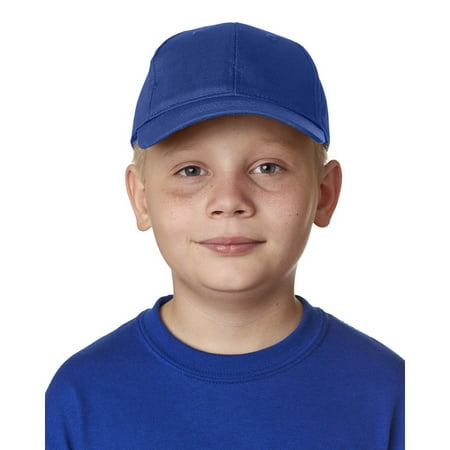 Slash Cut End Cap - UltraClub Boy's Classic Cut Cotton Twill 6-Panel Cap - 8122