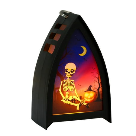 

LIWEN LED Lantern Portable Warm Light Power Saving Waterproof Battery Operated Home Decoration Kids Gift Retro Halloween Witch Skeleton Pumpkin Electronic Candle Lamp for Indoor