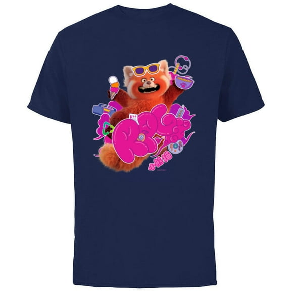 Disney and Pixar’s Turning Red RPG Cute Panda - Short Sleeve Cotton T-Shirt for Adults - Customized-Navy