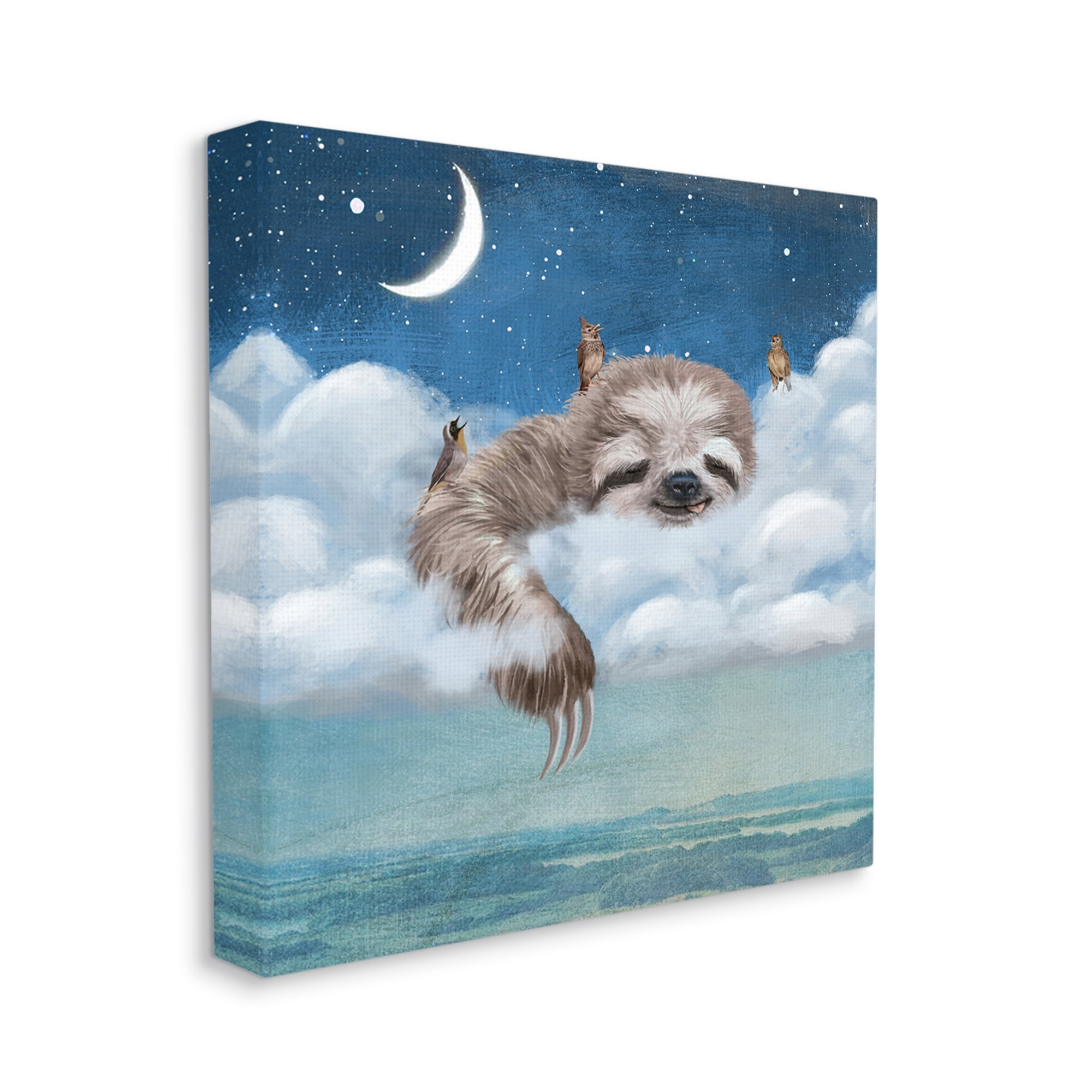 Stupell Industries Sloth Asleep in Clouds Animals & Insects Painting Gallery Wrapped Canvas Art Print Wall Art, 36 x 36