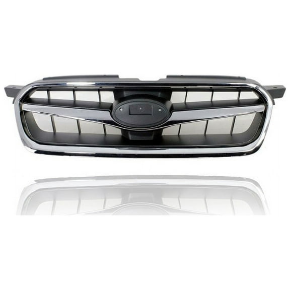 Grille - Compatible/Replacement for '08-09 Subaru Legacy - Upper Chrome Frame, Silver Trim Black Insert, Emblem Provision - 91121AG20A