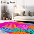thumbnail image 2 of ODIKA 3'x5' Machine Washable Non-Slip Area Rug, Enchanted Coral Reef Garden Fiber Art Stitching Project High Traffic Rug with Pad, Pink, 726053, 2 of 8