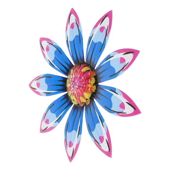 GOOHOCHY Blue Metal Flower Wall Decor Craft Iron Art for Home Living Room Practical Size 5.9x4.7 Inches