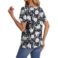 thumbnail image 4 of Fantaslook V Neck T Shirts for Women Floral Summer Tops Short Sleeve Shirts Casual Tunic Tops, 4 of 8