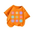 thumbnail image 4 of WQNVRNR Girls Summer Short Sleeve Tee- Printed Crewneck Casual Cotton Cute T Shirt Orange Size 4, 4 of 7