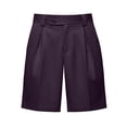 thumbnail image 4 of Pleated Shorts for Men Zipper Knee Length Dress Pants with Pockets Regular Fit Casual Pant Running Business Suit Pant Solid Button Waist Trousers 2026 Golf Beach Short for Men, 4 of 8