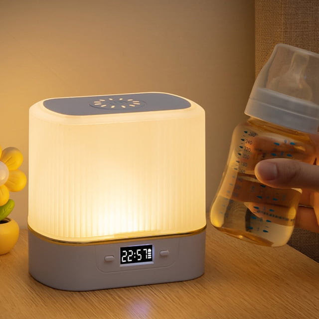 Luz nocturna recargable con reloj | Lámpara de mesita de noche para dormir y leer | Lámpara de escritorio con control táctil y atenuación continua