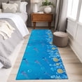 thumbnail image 5 of Summer Nautical Washable Runner Rugs 2'x6', Ocean Sea Jellyfish Cartoon Starfish Coral Bubble Low Pile Throw Entryway Rug Non-Slip Sturdy Edge Binding Carpet for Indoor Bedside Entrance Bedside, 5 of 9
