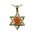 thumbnail image 2 of Star K� Jewish Star of David Pendant Necklace with Round Simulated Orange Mexican Fire Opal, 2 of 9