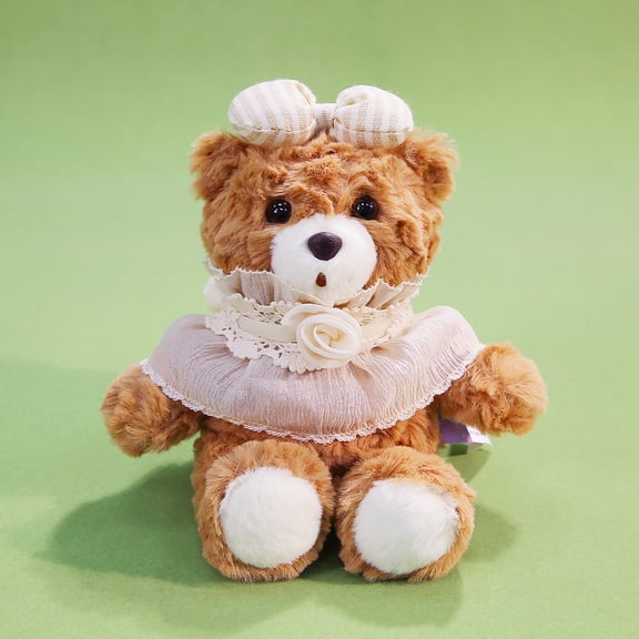 Cute Teddy Bear Plush Stuffed Toy, Unlabeled with White Tulle Dress 10Inch