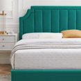 thumbnail image 5 of Platform Bed Frame, Twin Size, Velvet, Teal Blue, Modern Contemporary Urban Design, Bedroom Master Guest Suite, 5 of 10