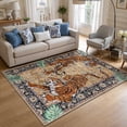 thumbnail image 4 of MJIAexp 5'x7' Tiger Area Rugs,Washable Rugs for Living Room, Soft Vintage Bedroom Rug, Botanical Non Slip Ultra Thin Floor Carpet for Dining Room Home Office, 4 of 8