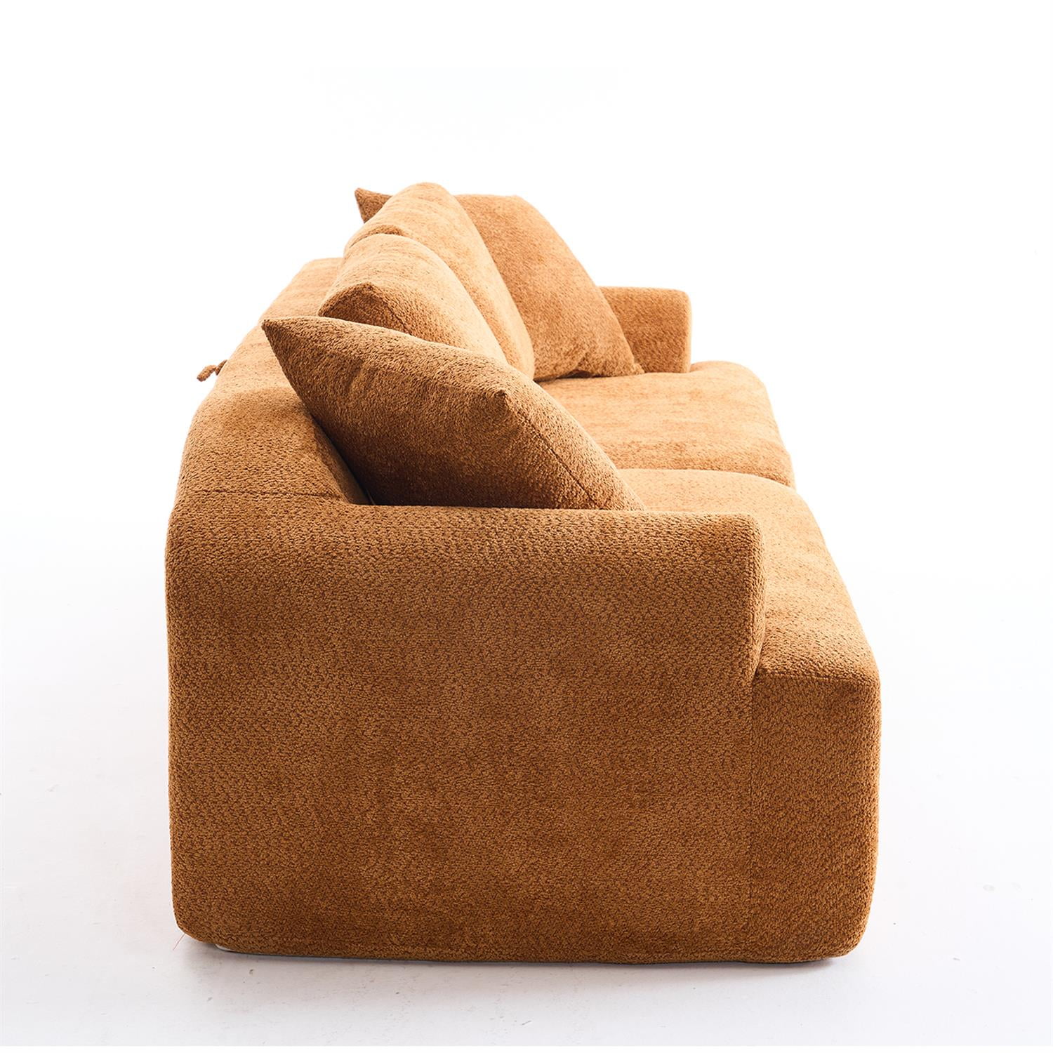 Demi Bonn 103" 4-Seater Crochet Yarn Fabric Sofa with Full Sponge for Living Room, 4 Pillows for Living Room, Office, Modern Couch Furniture, Orange