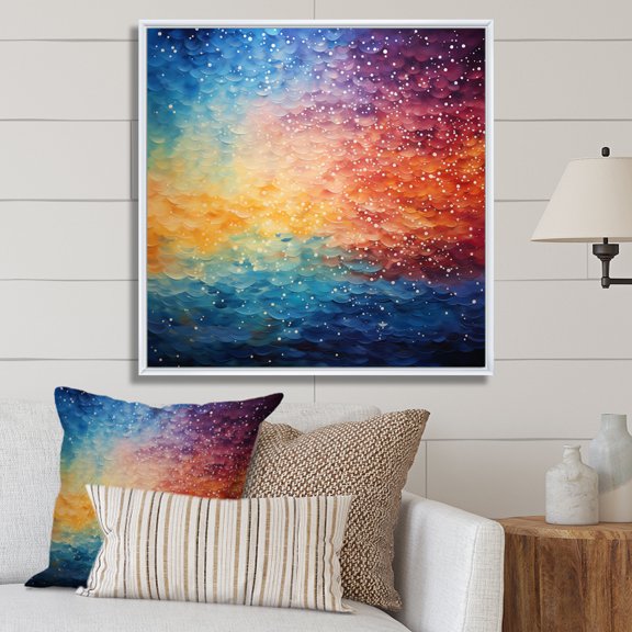 Designart "Colorful Sky Photo delicate Illusion III" Pointillism Floater Framed Canvas Print