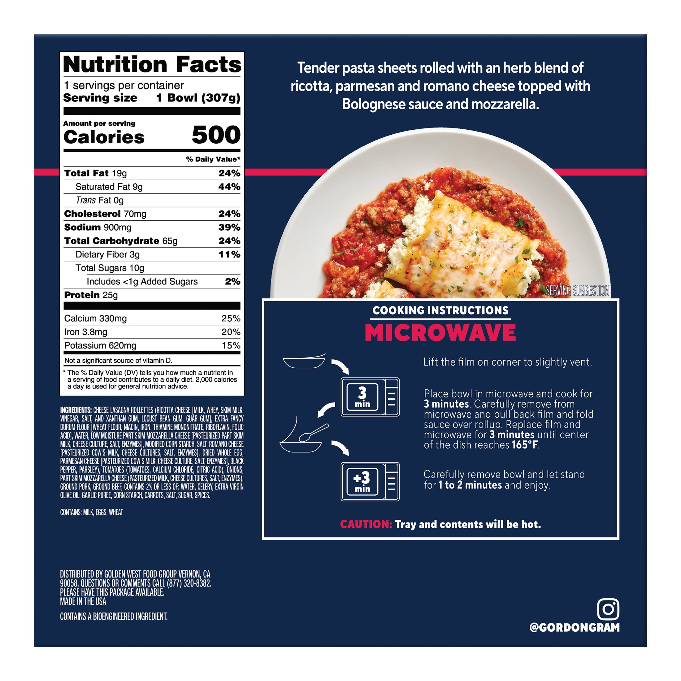 By Chef Ramsay Lasagna with Bolognese Meat Sauce, 10.84 oz Bowl (Frozen )