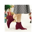 thumbnail image 6 of BLISSFUL STEP Women's Boots Pointed Toe Block Heel Chelsea Ankle Boots Burgundy 6.5, 6 of 8