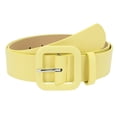 thumbnail image 2 of Women Leather Belt Candy Color Fashion Square Buckle Belt Ladies Belt for Jeans Pants Dresses Yellow, 2 of 4