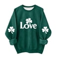 thumbnail image 1 of Manga Larga Vestido de Línea para las Mujeres Imprimir el Día de San Patricio Sudadera con Capucha Forrada de Lana para la Calidez de los Niños Casual Suelto de Manga Larga Cuello Redondo, 1 of 5