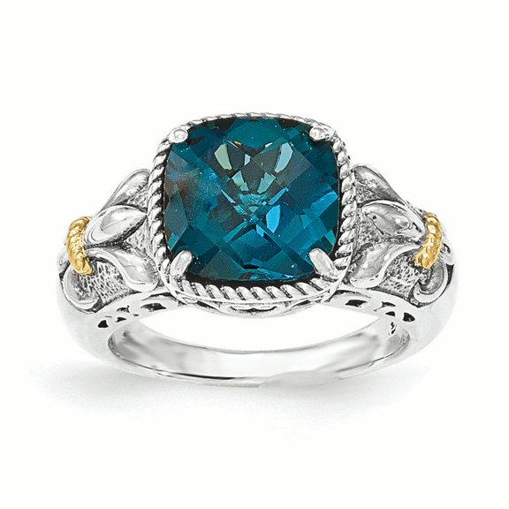 Sterling Silver with 14k London Blue Topaz Ring
