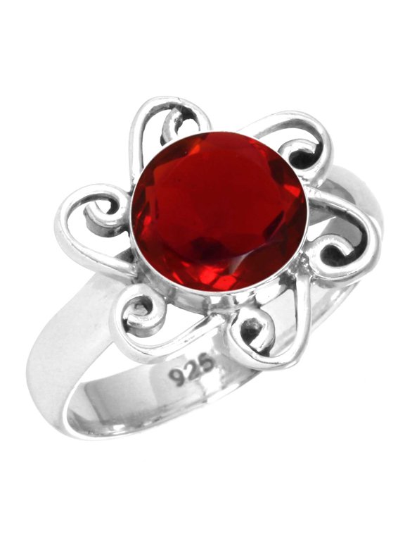 Ruby Simulated Women Jewelry 925 Sterling Silver Ring