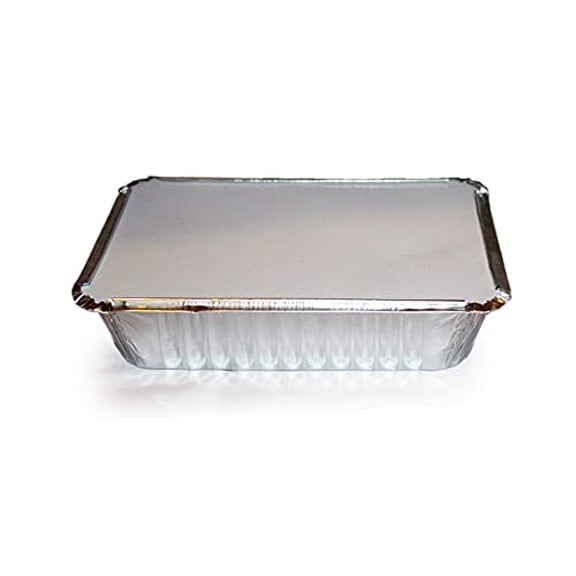 TigerChef Durable Aluminum Oblong Foil Pan Containers with Board Lids, 2-1/4-Pound Capacity, Aluminum Foil Take-Out Pans with Lids, 8.44 x 5.89 x 1.8 inch (500, 2-1/4-Pound with Board Lid)