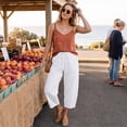 thumbnail image 5 of Petite Capri Pants Womens Wide Leg Palazzo 2026 Summer Casual Pull on High Waisted Barrel Lounge Flowy Cropped Beach Work Trousers White 2XL, 5 of 7