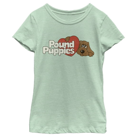 Girl's Pound Puppies Classic Logo  Graphic Tee Mint X Small
