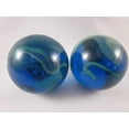 thumbnail image 4 of Big Game Toys Set of 2 SEA Turtle 35mm Boulder Translucent Blue/Green Swirl Large Shooter Solid Glass Marbles, 4 of 6