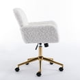 thumbnail image 2 of Artificial Rabbit Hair Home Office Chair with Wheels & Golden Metal Base, Height Adjustable Swivel Vanity Chair, White, 2 of 7