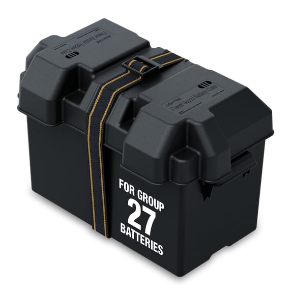 Attwood Heavy-Duty Acid-Resistant Power Guard Series 27 Vented Marine Boat Battery Box, Black