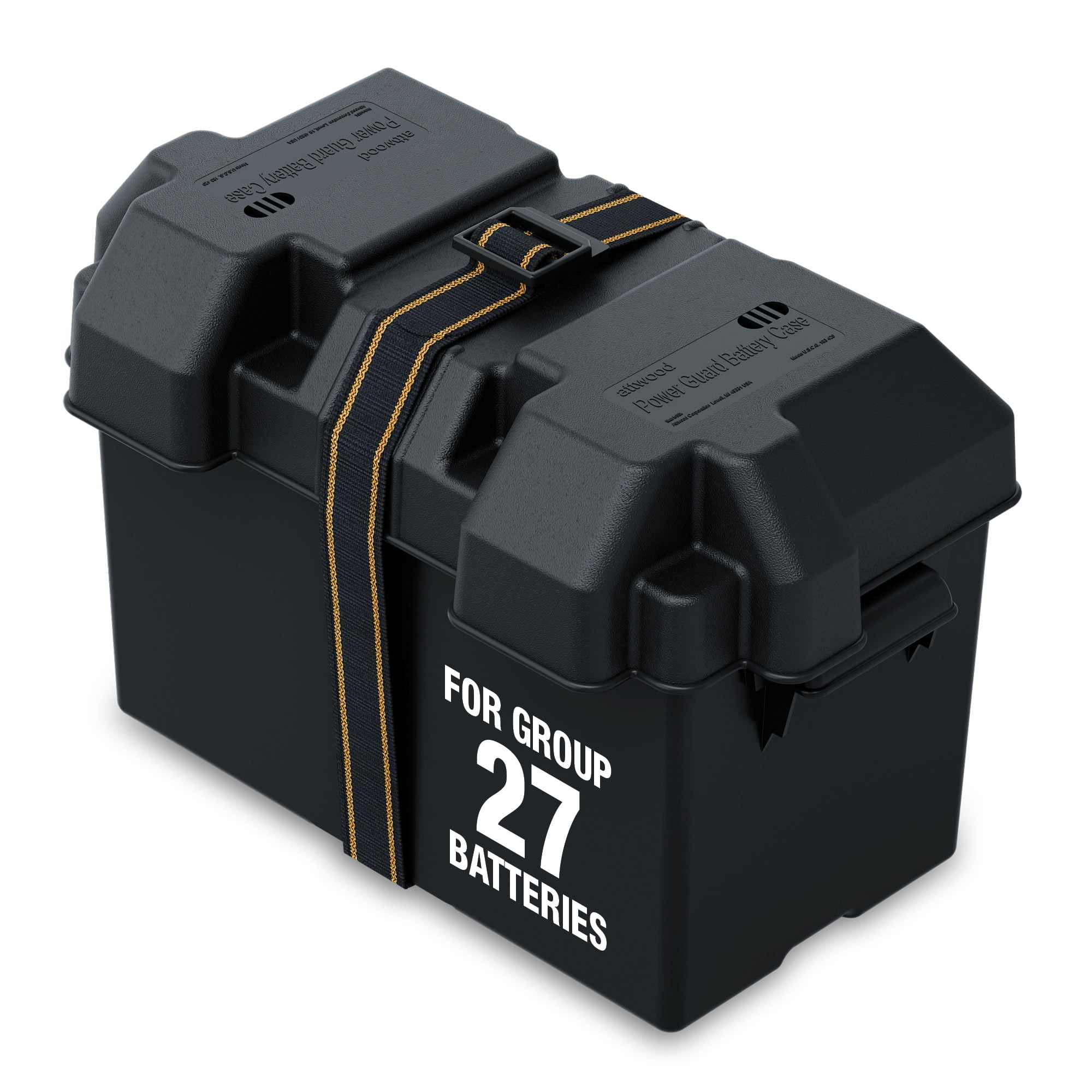 Attwood Heavy-Duty Acid-Resistant Power Guard Series 27 Vented Marine Boat Battery Box, Black