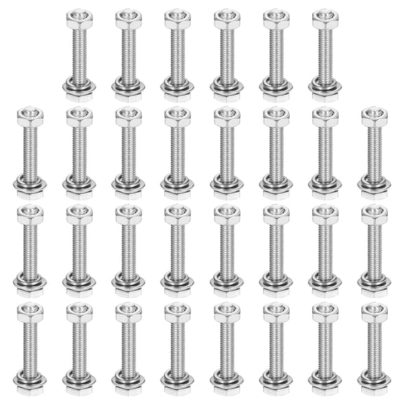 M3 x 20mm 304 Stainless Steel Hex Head Screws Bolts, Nuts, Flat & Lock Washers Assortment Kit, 30 Sets