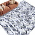 thumbnail image 2 of Area Rug for Living Room, Blue Geometric Non-Slip Indoor Large Carpet for Bedroom/Dining Room, Watercolor Chevron Abstract Washable Low-Profile Rectangle Floor Runner Rugs - 6 x 9 Ft, 2 of 7