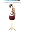 thumbnail image 5 of Premium Wooden Coat Rack Free Standing, With 6 Hooks Lacquered Pine Wood Tree Coat Rack Stand for Coats, Hats, Scarves, Clothes, and Handbags - Natural Wood Finish, 5 of 10