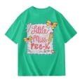 thumbnail image 2 of Bysome Tees for Girls First Day of School Cartoon Print Short Sleeve Crew Neck Shirts Summer Back to School Soft Girl Tops Size 5-6 Years Pink, 2 of 6