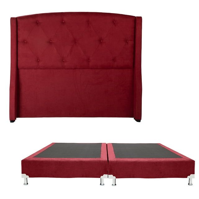 Box Base Cama King Size + Cabecera Zefyr Rojo