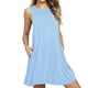 thumbnail image 2 of Vestido informal de verano sin mangas de algodón de color puro para mujer, 2 of 5