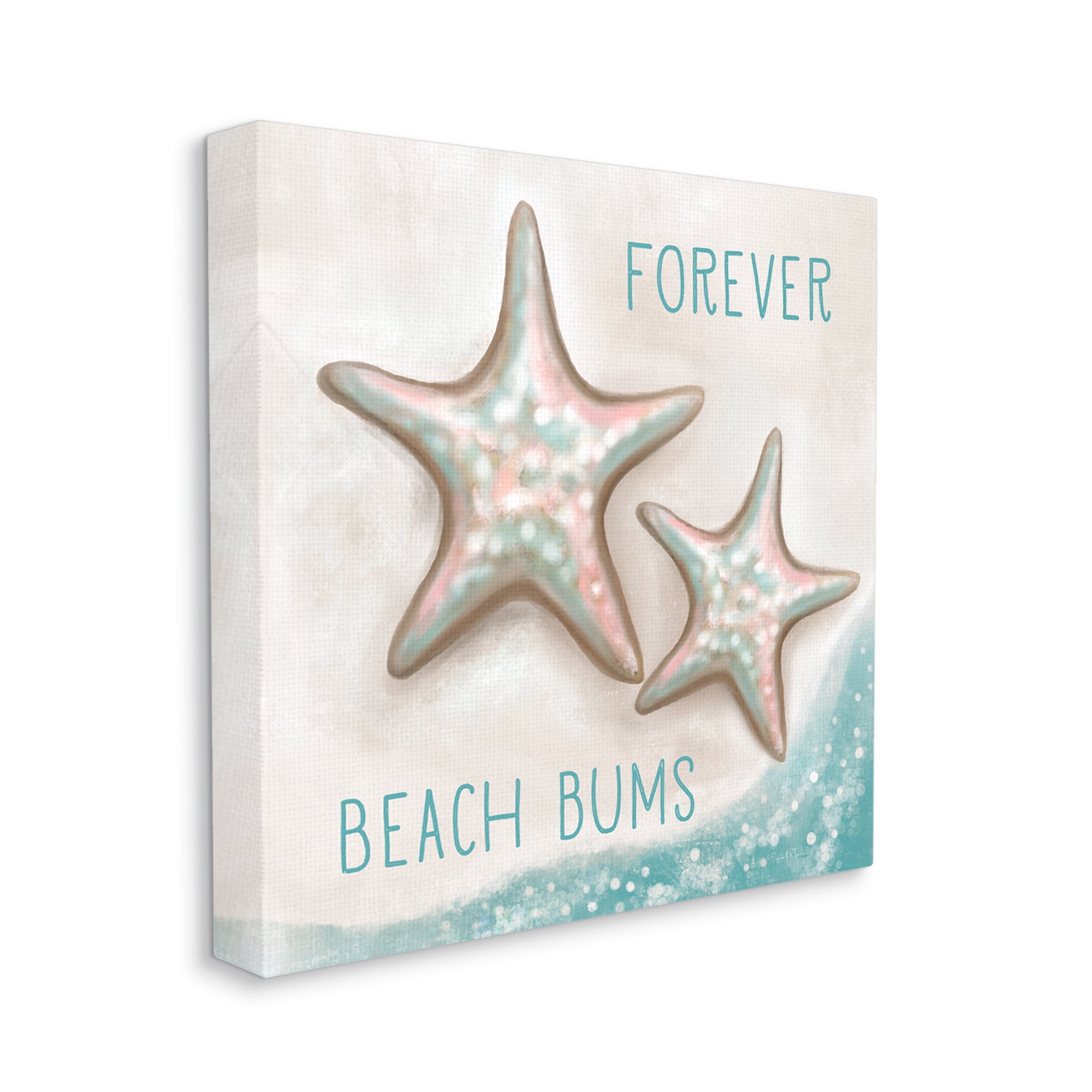 Stupell Forever Beach Bums Starfish Duo Landscape Painting Gallery Wrapped Canvas Print Wall Art