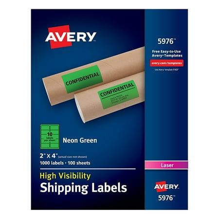 high visibility neon green shipping labels for laser printers 2 x 4