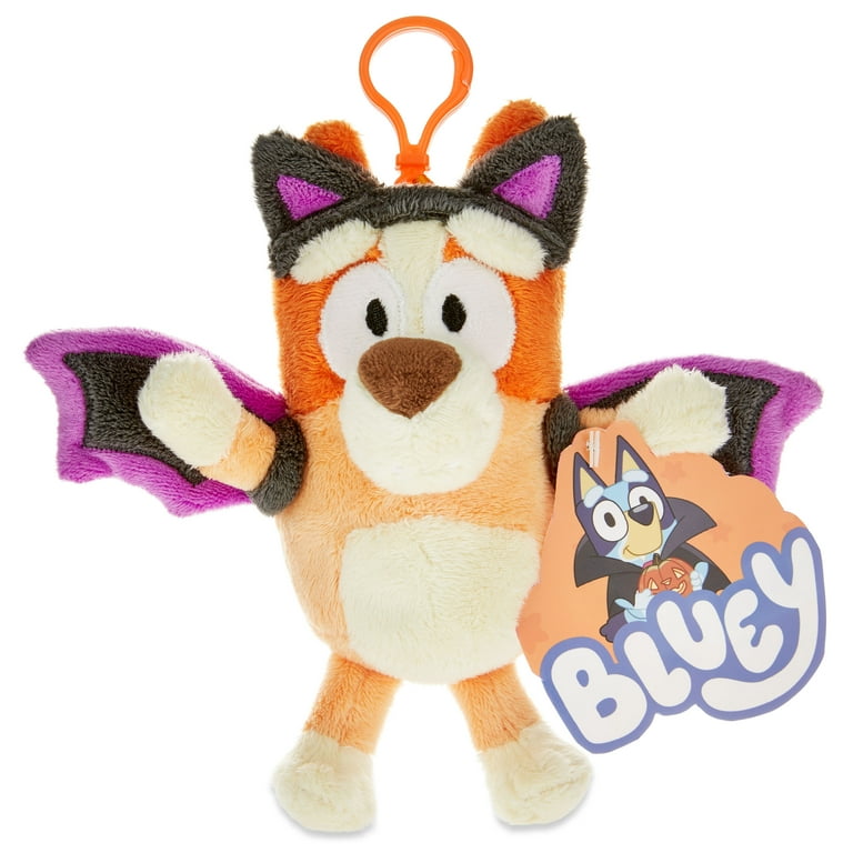Bluey's Halloween Bingo Black Bat Plush Backpack Clip, 6.5