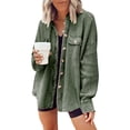 thumbnail image 1 of Camisa con botones de punto de gofre, camisa de novio de gran tamaño, chaqueta holgada informal para mujer, chaqueta de punto de gofre para otoño invierno, verde claro XL, 1 of 4