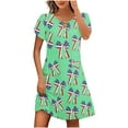 thumbnail image 2 of Viikei Womens Dresses Plus Size Summer,Flowy Chiffon Short Sleeve Dress,Women's Casual Loose Summer Printed Short Sleeved Dress Green XXL, 2 of 5
