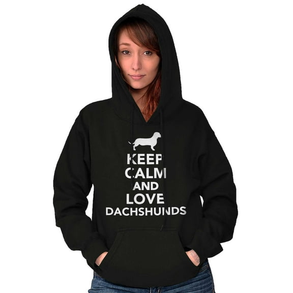 Keep Calm Love Dachshunds Dog Joke Hoodie Sweatshirt Women Men Brisco Brands S