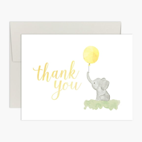 Thanks, Baby! Watercolor Elephant Thank You Card