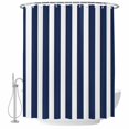 thumbnail image 2 of Shower Curtains for Bathroom, Navy Blue Striped Waterproof Fabric Shower Curtain, Modern Farmhouse Blue White Stripes Decorative Bathroom Curtain for Bathtub, 36"x72", No Hooks Included, 2 of 9