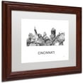 thumbnail image 2 of Trademark Fine Art 'Cincinnati Ohio Skyline WB-BW' Canvas Art by Marlene Watson, White Matte, Wood Frame, 2 of 4