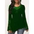 thumbnail image 1 of Chemises à Manches Longues en Dentelle pour Femmes, Col Rond, Blouses Irrégulières, 1 of 1