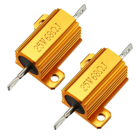 25W 68 Ohm Aluminium Housing Chassis Mount Wirewound Power Resistors Gold 2pcs
